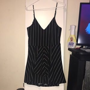 Black and white peplum romper